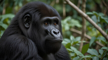 Obraz premium oung Silverback Gorilla, Generative AI