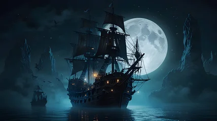 pirate ship in the night