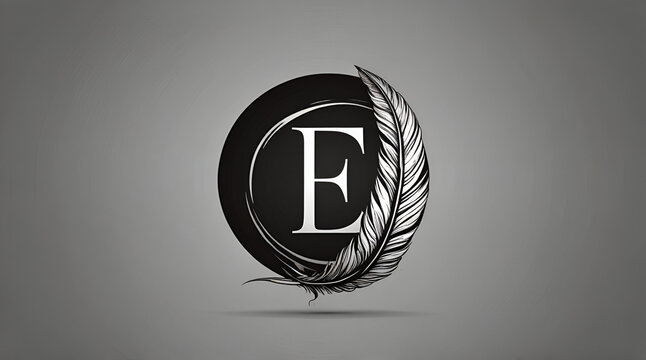 Feather letter E icon design, vector design concept circle feather with letter for initial luxury business, firm, law service, notary, boutique and more brand identity.