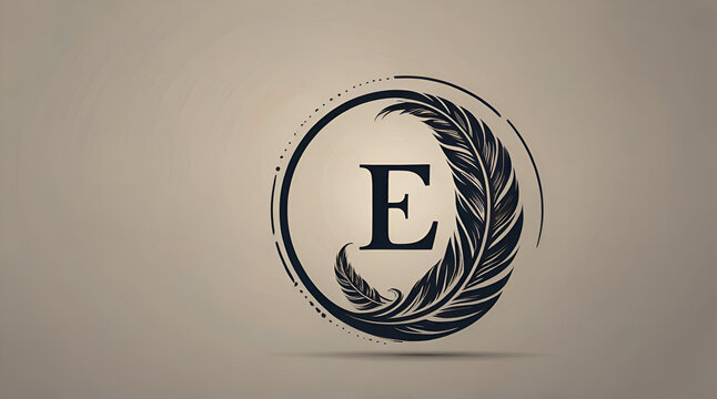 Feather letter E icon design, vector design concept circle feather with letter for initial luxury business, firm, law service, notary, boutique and more brand identity.