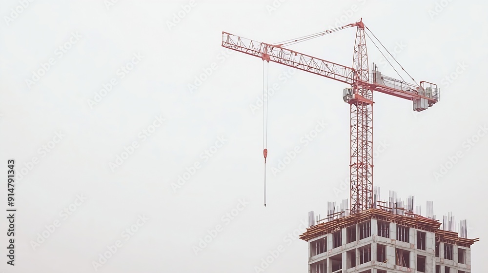 Aufkleber construction site with tower cranes on a white isolated background construction of multistorey build