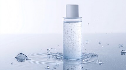 Half a bottle of facial cleanser soaked in water for skincare products : Generative AI