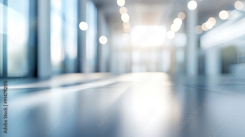 Fototapete blurred spacious open office environment abstract effect that highlights the play of light and bokeh in the background : Generative AI