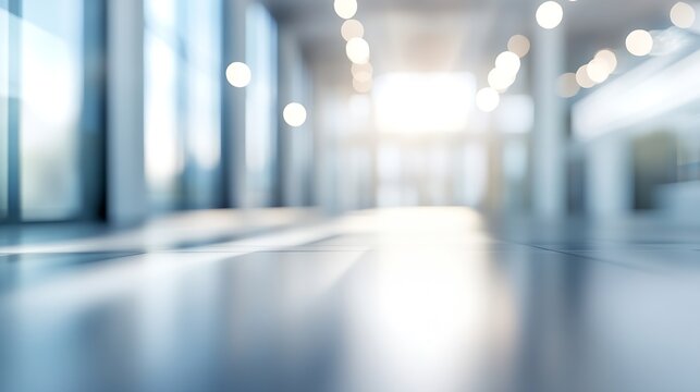 blurred spacious open office environment abstract effect that highlights the play of light and bokeh in the background : Generative AI