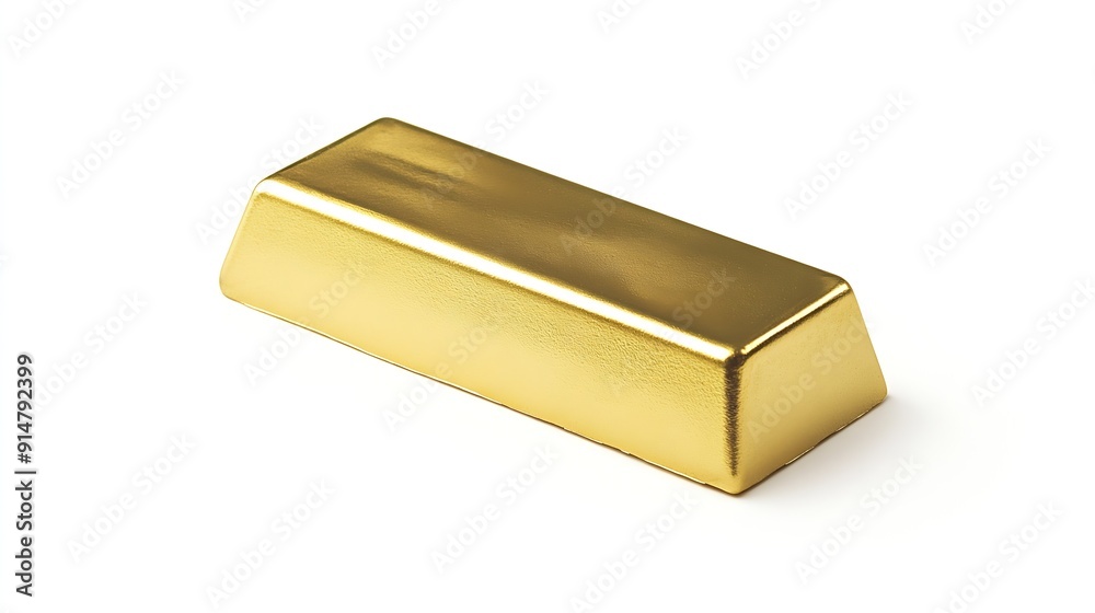 Poster Gold bar isolated on white background with clipping path : Generative AI