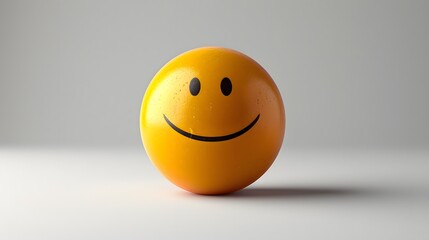 3. A minimalist image with a white background featuring a single yellow smiley face, positioned in the center