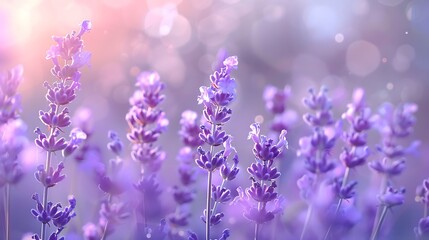 Naklejka premium Purple Lavender Flowers in Soft Light