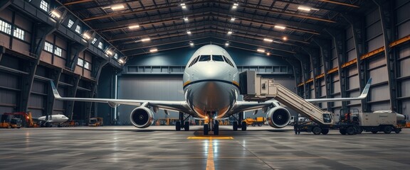 Airplane In Hangar.