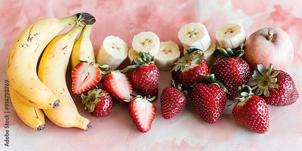 Canvas Prints banana and strawberries