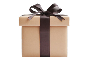 A beautifully wrapped gift box with a sleek black ribbon, perfect for any occasion or celebration.
