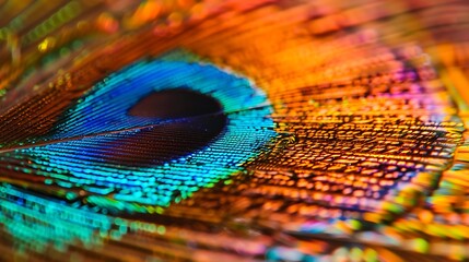 Naklejka premium Close-up of a Peacock Feather's Eye