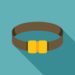 Simple brown leather belt with golden buckle closing the loop