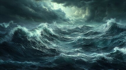 Stormy Sea Under a Dark Sky