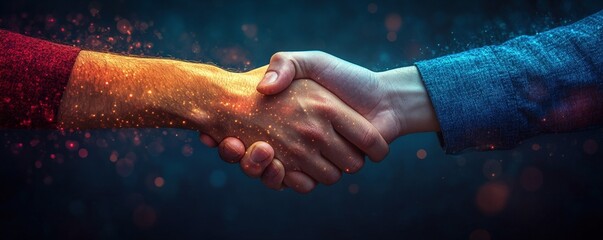 Realized handshake icon representing insurance policy agreement on an isolate background, bright and clear. space for text