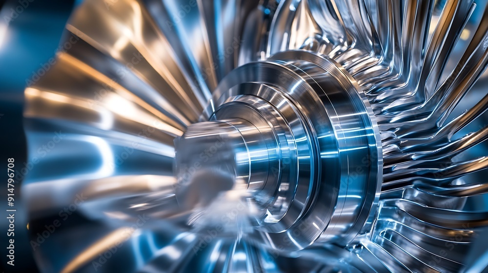 Poster metal machine tools industry cnc turning milling factory processes steel turbine part process : gene