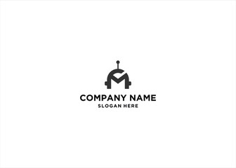 initial letter M robot logo