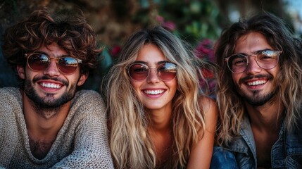 Fototapeta premium Portrait Of Friends In A Historic District Of The City, Enjoying The Moment