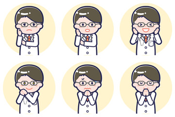 長袖の男性医師のポーズセット_04