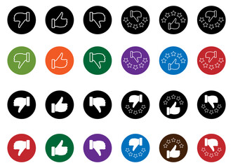 Customer review rating with 5 stars and thumb up feedback. Five star rating badge, review rating icon.