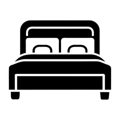 Simple black silhouette bed or sofa icon and vector illustration