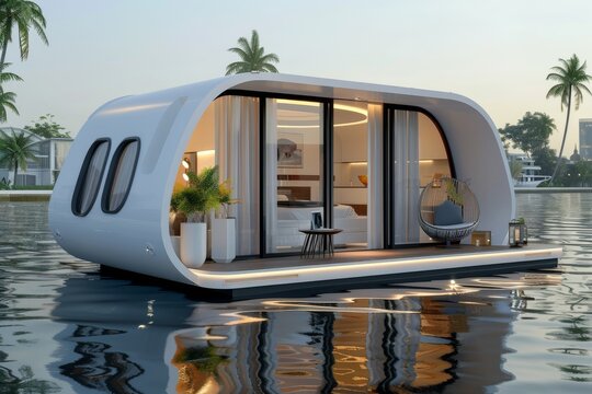 Rustic yet modern floating cabin with open interiors and panoramic views perfect for tranquil escapes and close to nature experiences