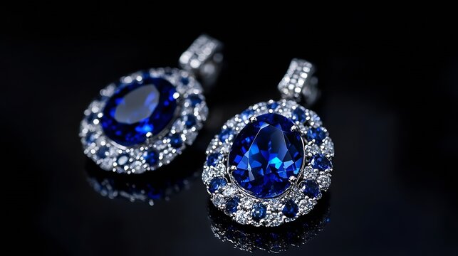 Blue gemstone earrings elegant design luxury gemstone jewelry : Generative AI