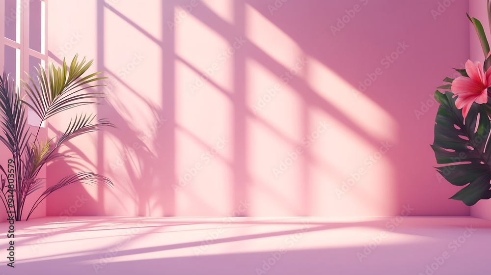 Aufkleber abstract gradient pink studio background for product presentation empty room with shadows of window 