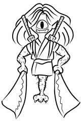 Japanese ghost yokai named ippondatara　lineart