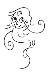 Japanese ghost yokai named enenra lineart