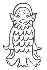 Japanese ghost yokai named amabie lineart
