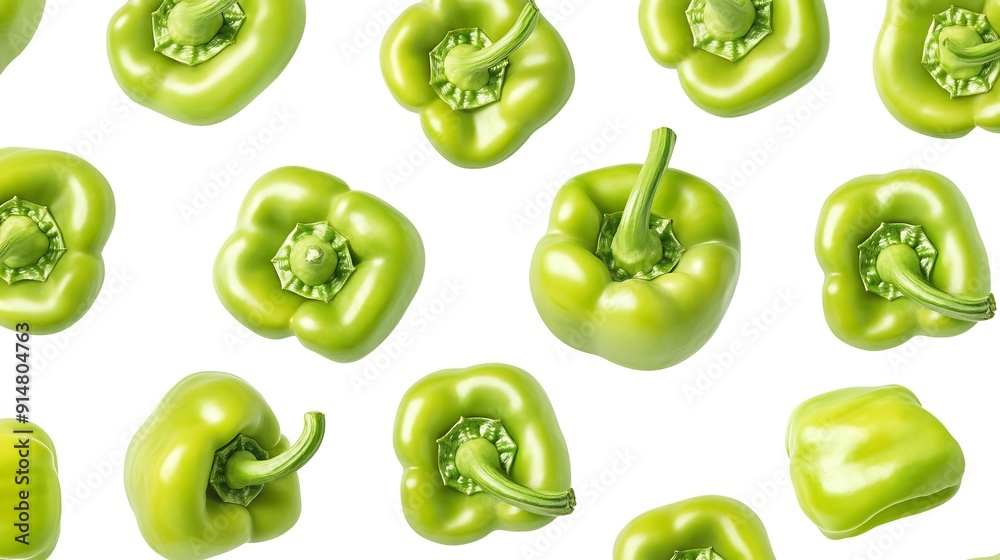 Poster seamless pattern with green pepper vegetables abstract background pepper on the white background : g