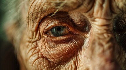 Obraz premium Close-Up Portrait of an Elderly Woman's Eye