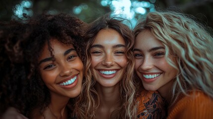 Fototapeta premium Multiracial Friends Bonding Outdoors, Sharing Happy Moments