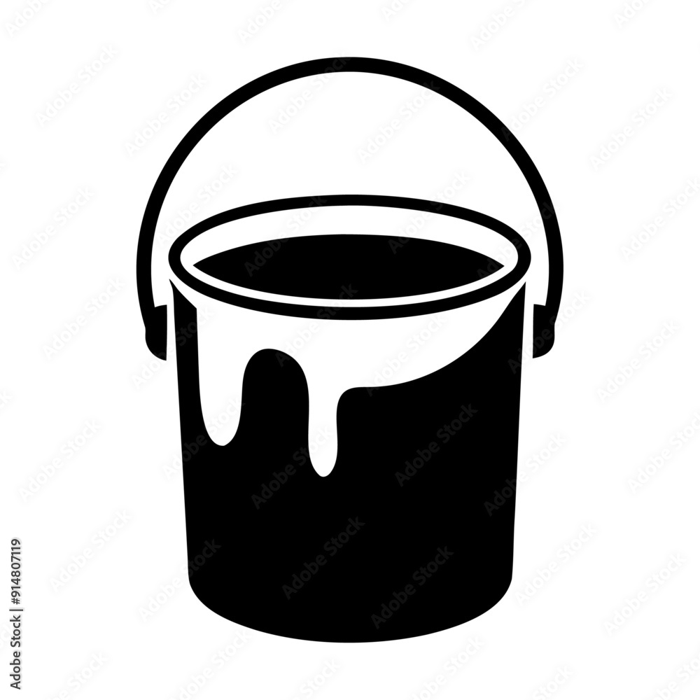 Wall mural Paint bucket with liquid icon, paint container vector illustration isolated on a white background