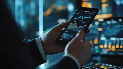 Business leader using a fintech app for investments.