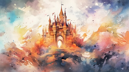 Fototapeta premium Realm fantasy watercolor style