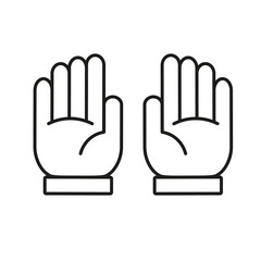 Obraz premium two open hands icon. human hands, palms, fingers, hand raised. pictogram. outline vector symbol. black icon