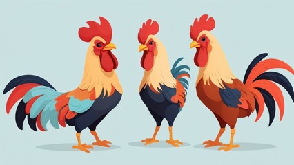 Fototapeta premium illustration of simple flat rooster