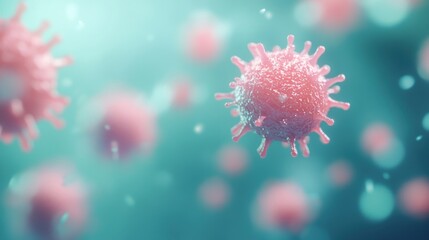 Several viruses are depicted in a colorful microscopic view highlighting their intricate structures