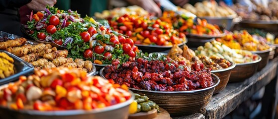Obraz premium Food festival showcasing cultural celebration and culinary delights