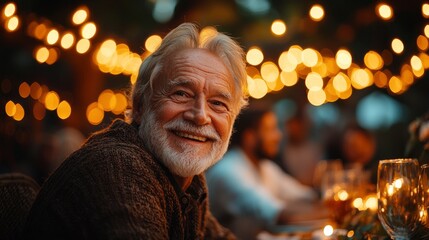 Obraz premium Family Gathered At A Festive Table In The Garden