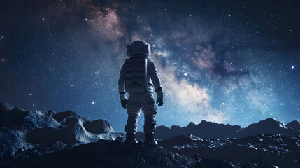 Astronaut Gazing at the Milky Way - 3D Illustration