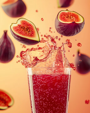 Fig Juice water splashing with orance background