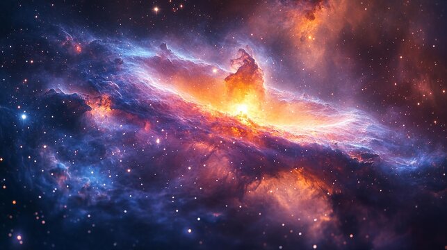 Stellar Spectacle: Vibrant Galaxy Nebula and Starry Night Cosmos for Astronomy Enthusiasts. Generative AI