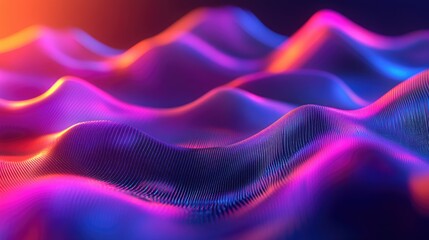 Obraz premium Innovative 3D technology background with digital waves and vibrant neon colors, advanced design