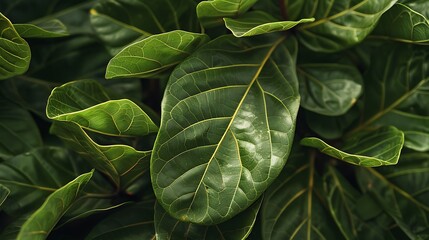 Closeup of Lush Green Leaves in a Forest