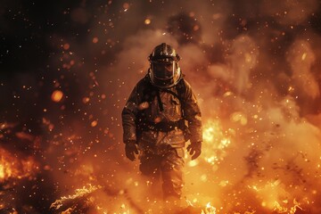 Fototapeta premium firefighter at fire scene