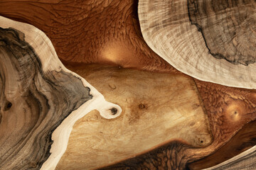 Expensive vintage furniture. The table is covered with epoxy resin and varnished. Luxury quality...