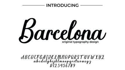 Barcelona Font Stylish brush painted an uppercase vector letters, alphabet, typeface