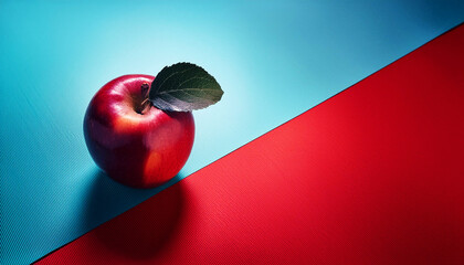 Minimal concept of ripe red apple background
